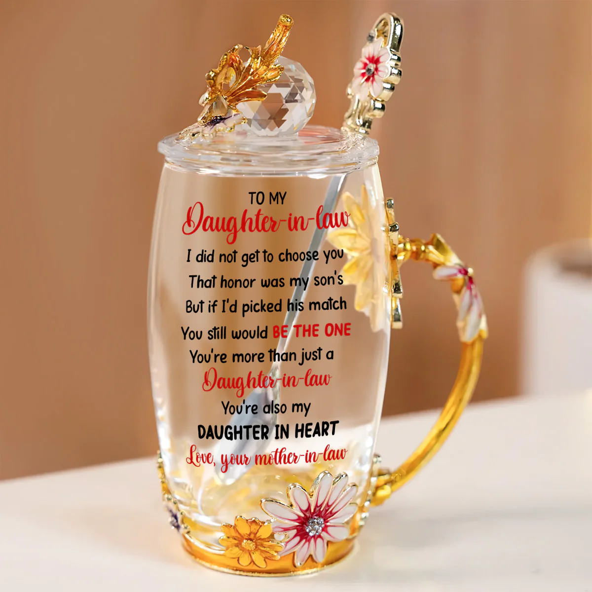 You Are My Daughter-in-heart - Personalized Flower Tea Cup - Image 4