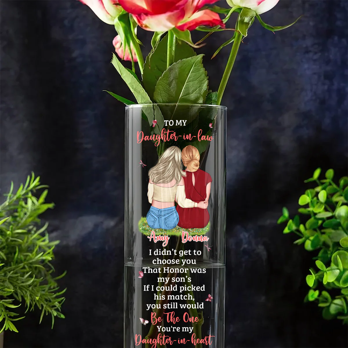 You Are My Daughter-In-Heart - Personalized Glass Vase - Image 6