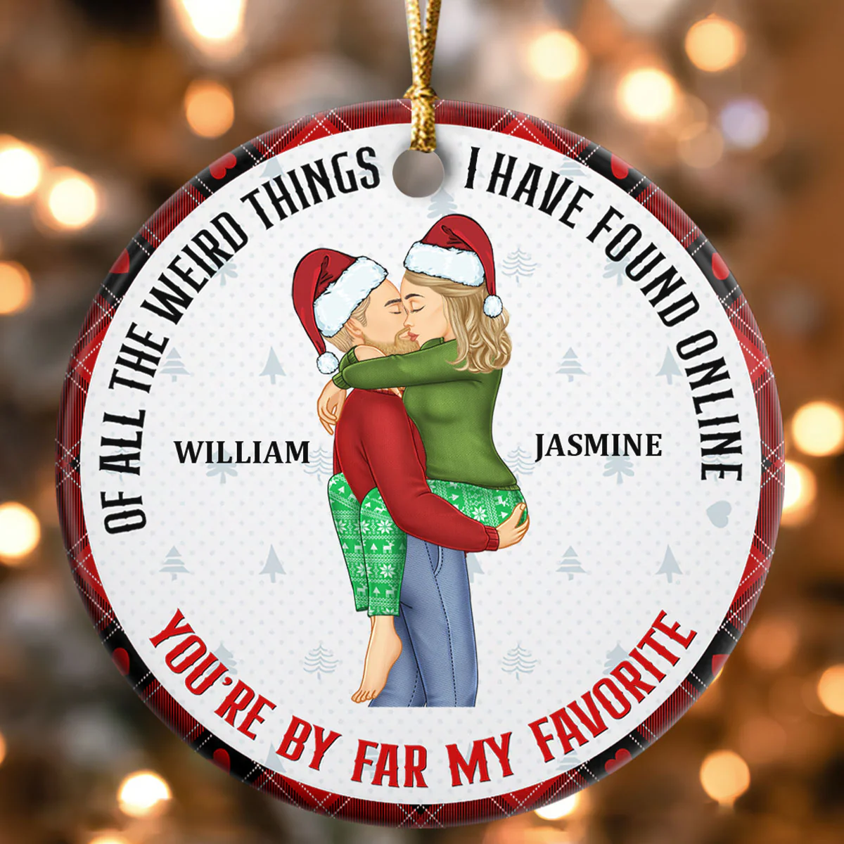 You Are My Favorite By Far - Personalized Round Shaped Ceramic Ornament - Image 4