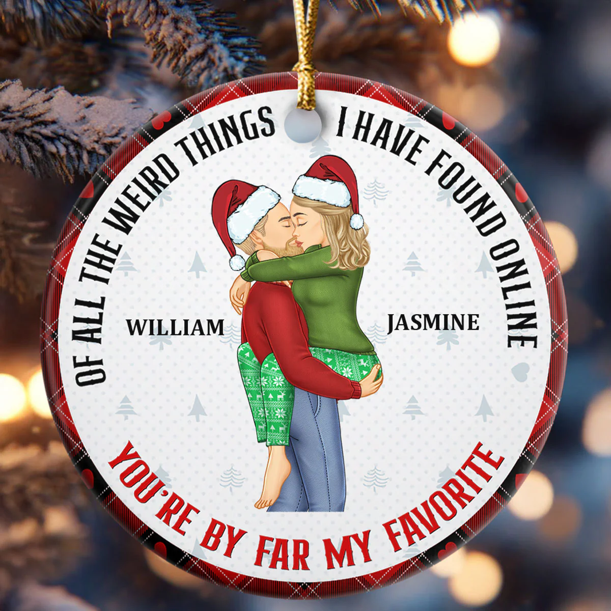You Are My Favorite By Far - Personalized Round Shaped Ceramic Ornament - Image 6