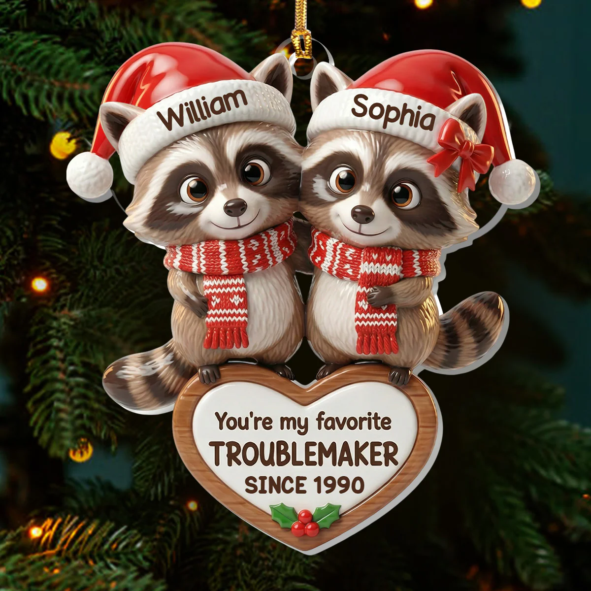 You Are My Favorite Trouble Maker - Personalized 1-Layer Acrylic Ornament - Image 3