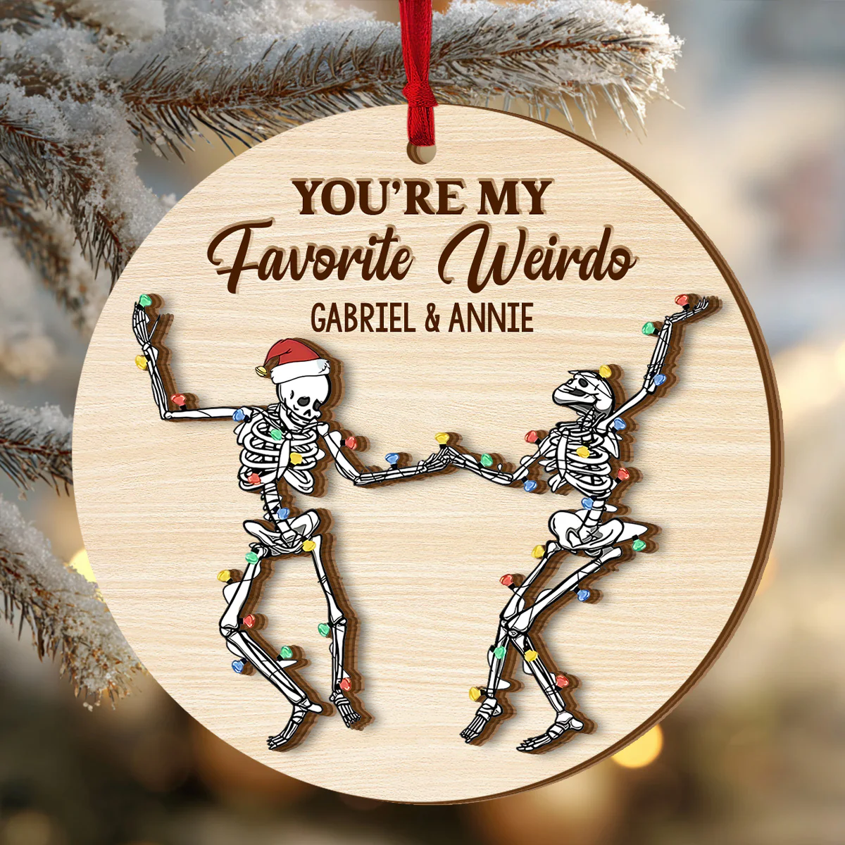 You Are My Favorite Weirdo 2 - Personalized 2-Layered Wooden Ornament - Image 2