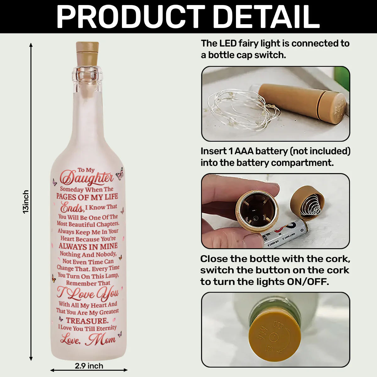 You Are My Greatest Treasure - Personalized Bottle Lamp - Image 7