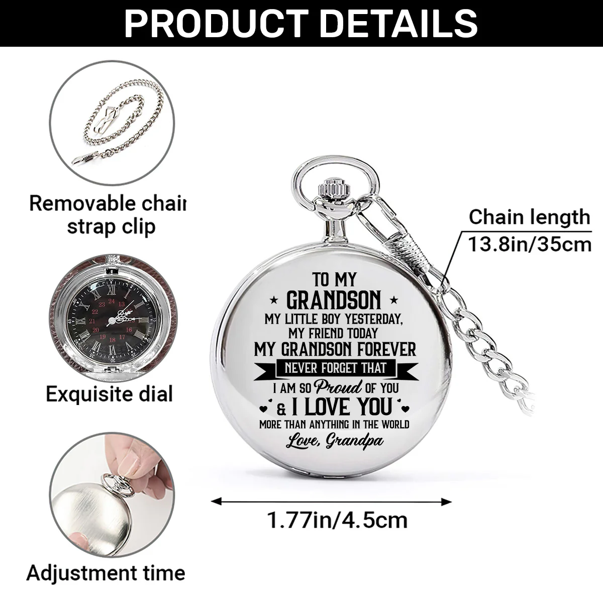 You Are My Little Boy Forever - Personalized Pocket Watch - Image 7
