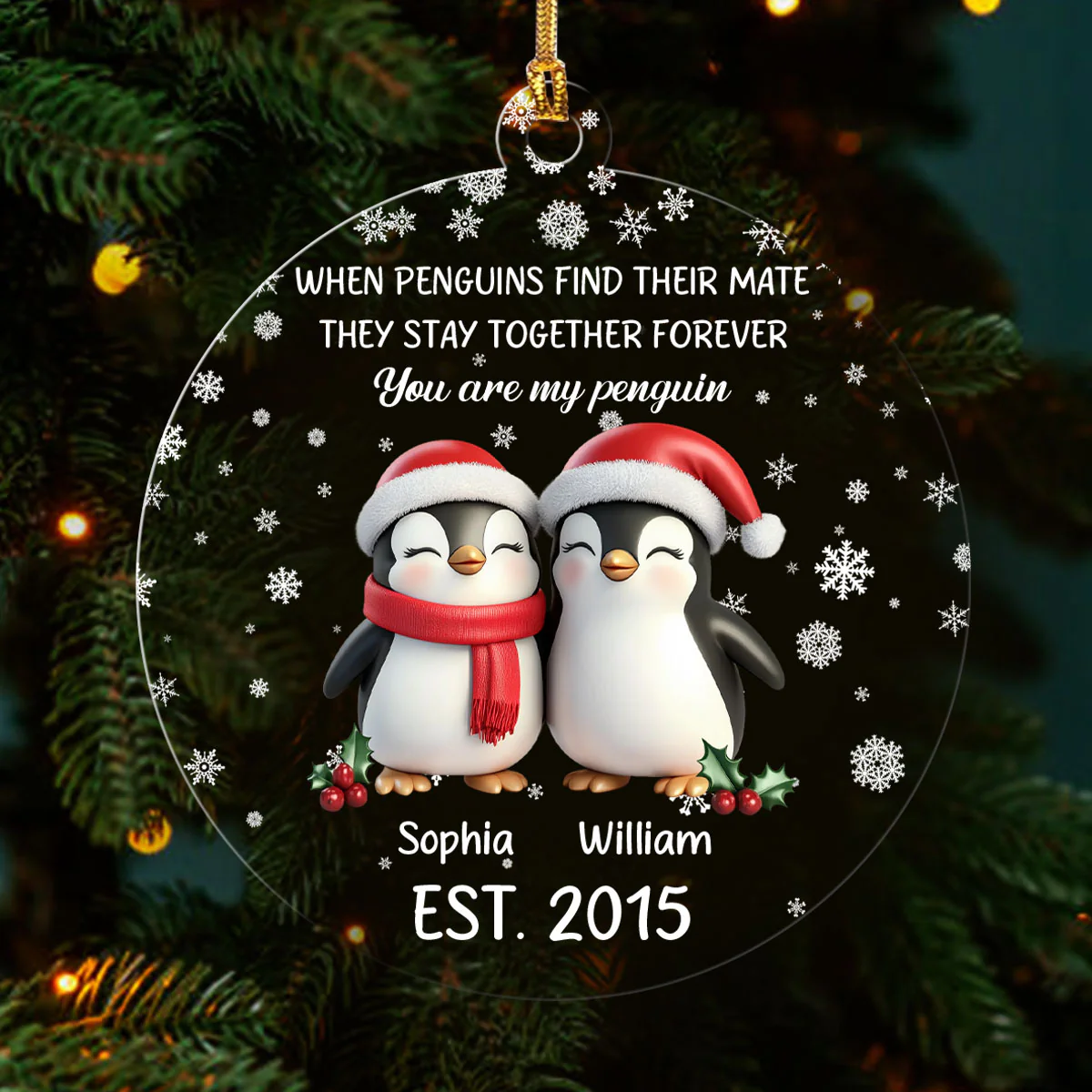 You Are My Penguin - Personalized 1-Layer Acrylic Ornament - Image 3
