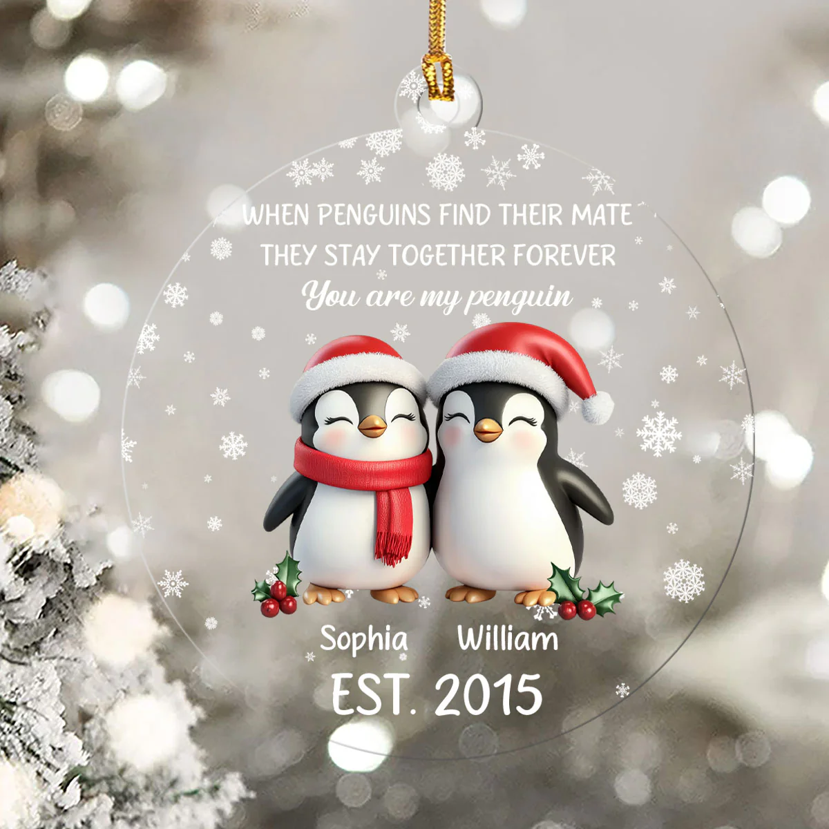 You Are My Penguin - Personalized 1-Layer Acrylic Ornament - Image 5