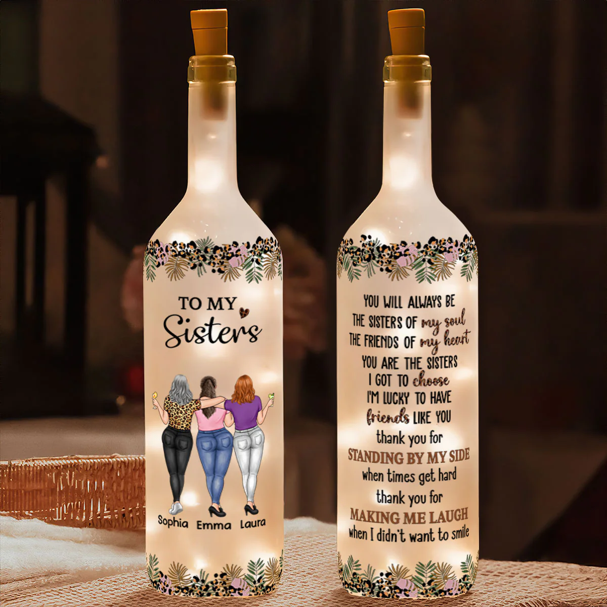 You Are My Soul Sister - Personalized Bottle Lamp - Image 2