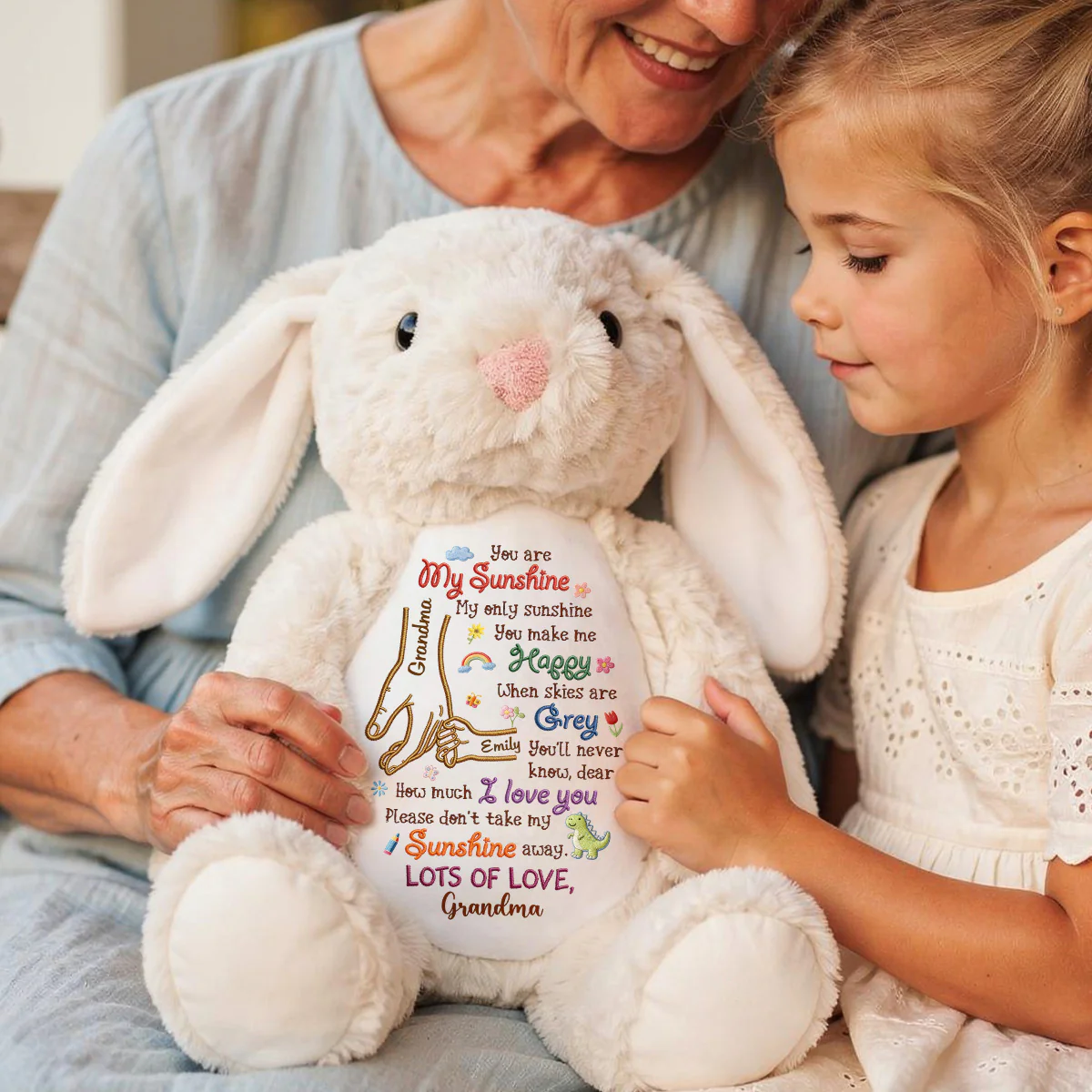 You Are My Sunshine 2 - Personalized Stuffed Bunny - Image 2