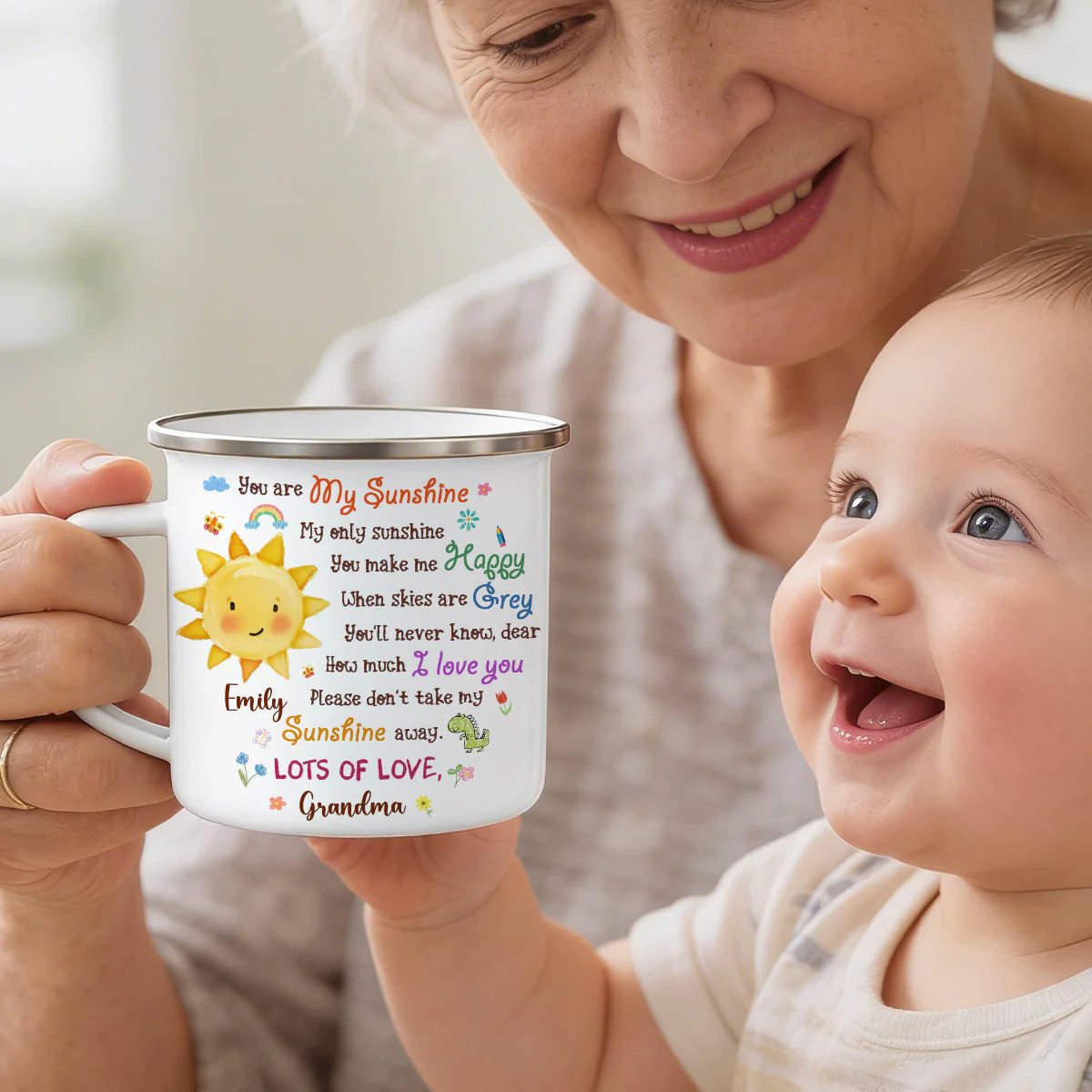 You Are My Sunshine - Personalized Enamel Mug - Image 3