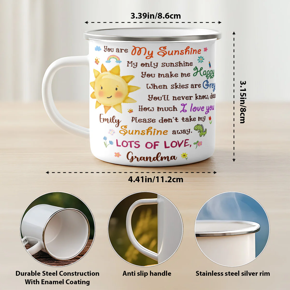 You Are My Sunshine - Personalized Enamel Mug - Image 7