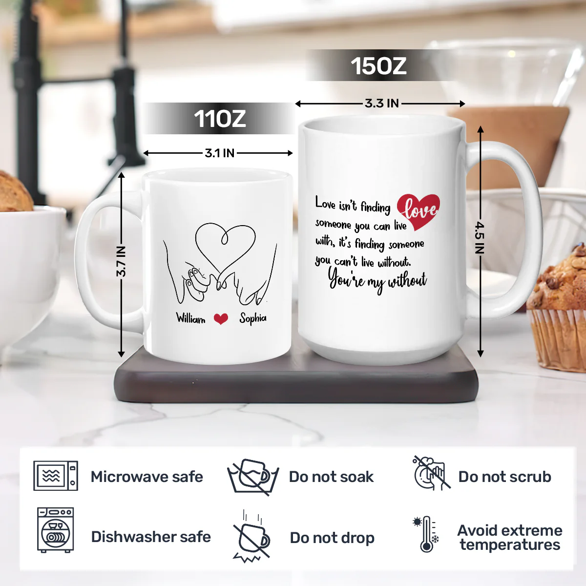 You Are My Without - Personalized Ceramic Coffee Mug - Image 4