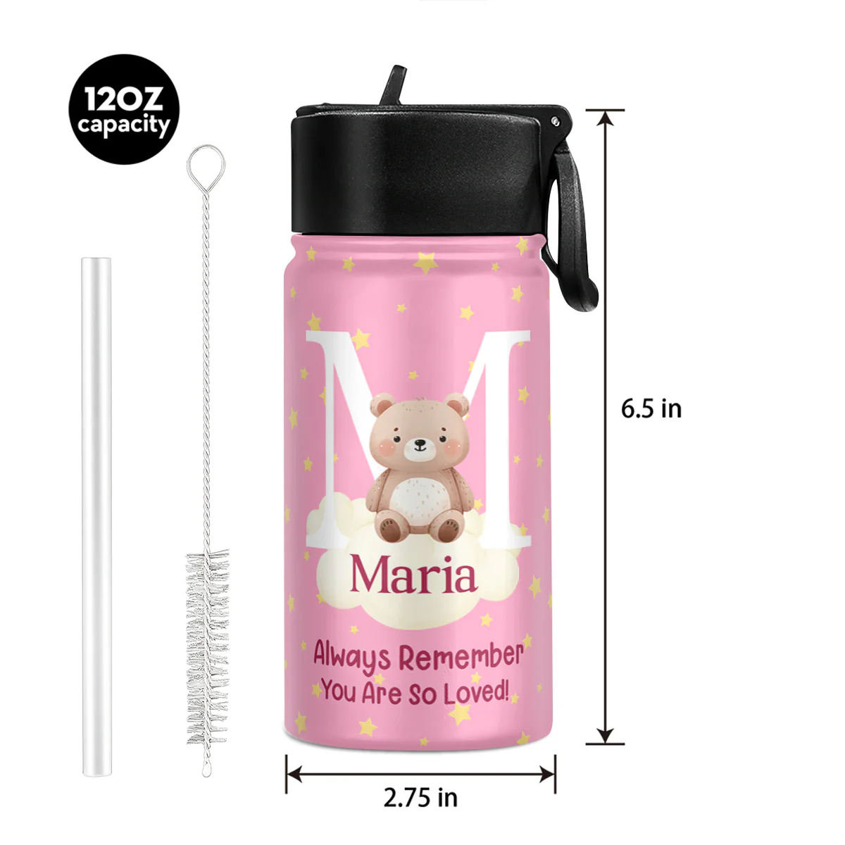 You Are So Loved - Personalized Kids Stainless Steel Water Bottle - Image 5
