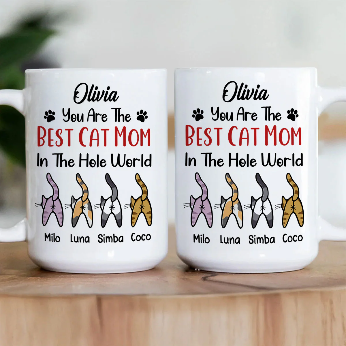 You Are The Best Cat Mom In The Hole World - Personalized Ceramic Coffee Mug - Image 3