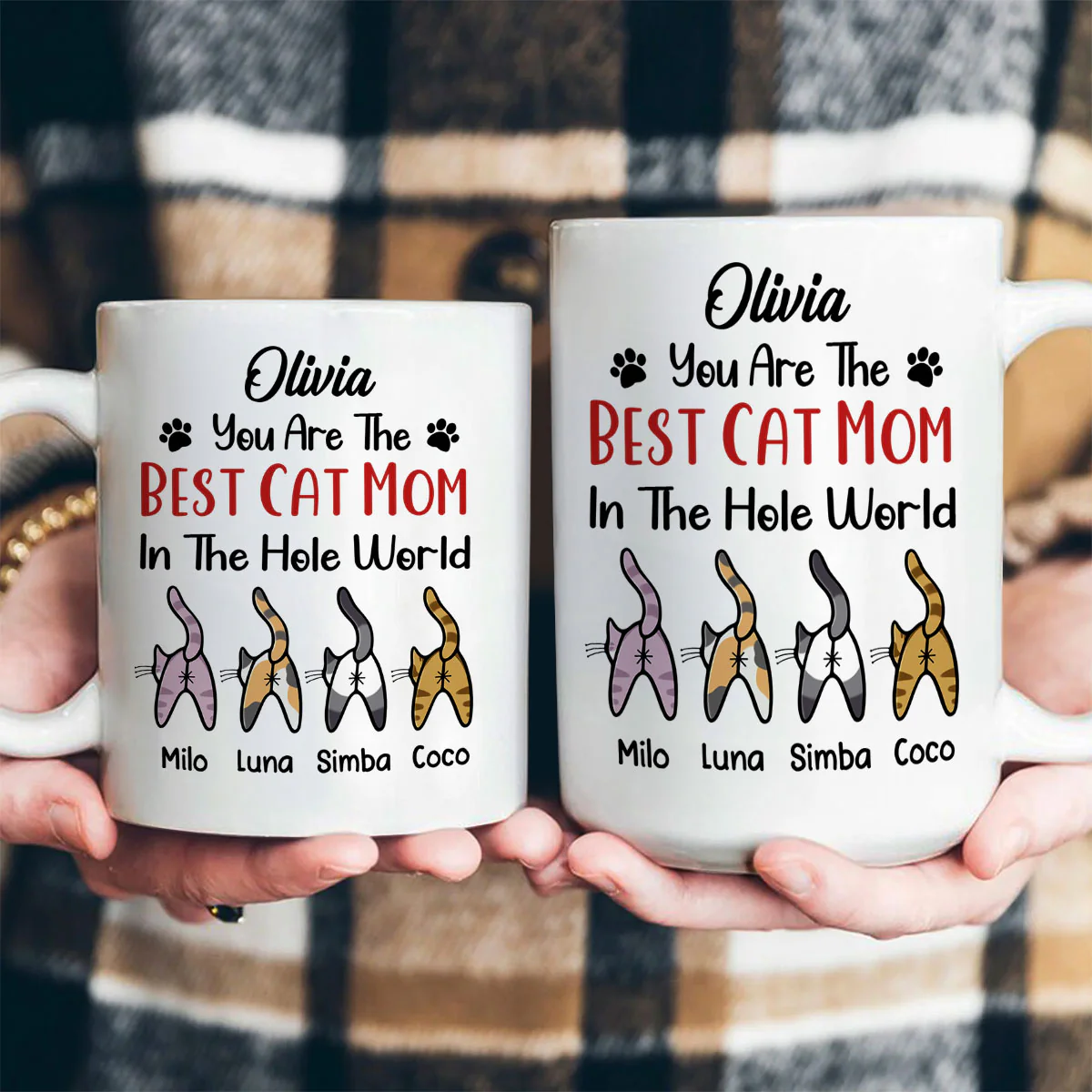 You Are The Best Cat Mom In The Hole World - Personalized Ceramic Coffee Mug - Image 4