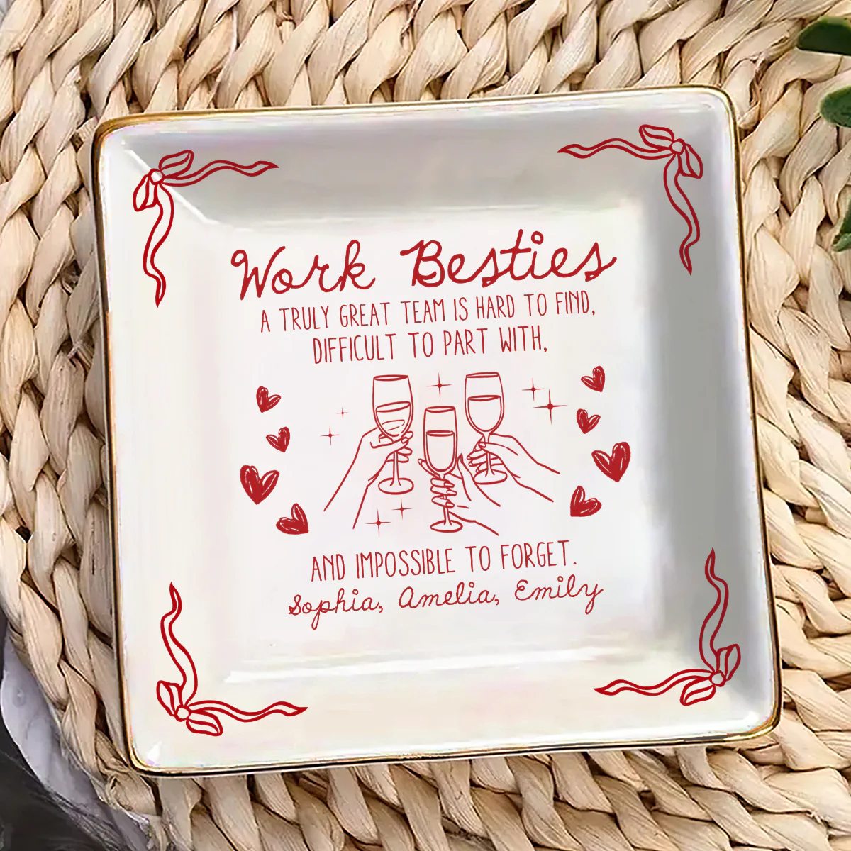 You Are The Reason I Don’t Punch People At Work - Personalized Ceramic Ring Dish Square - Image 3