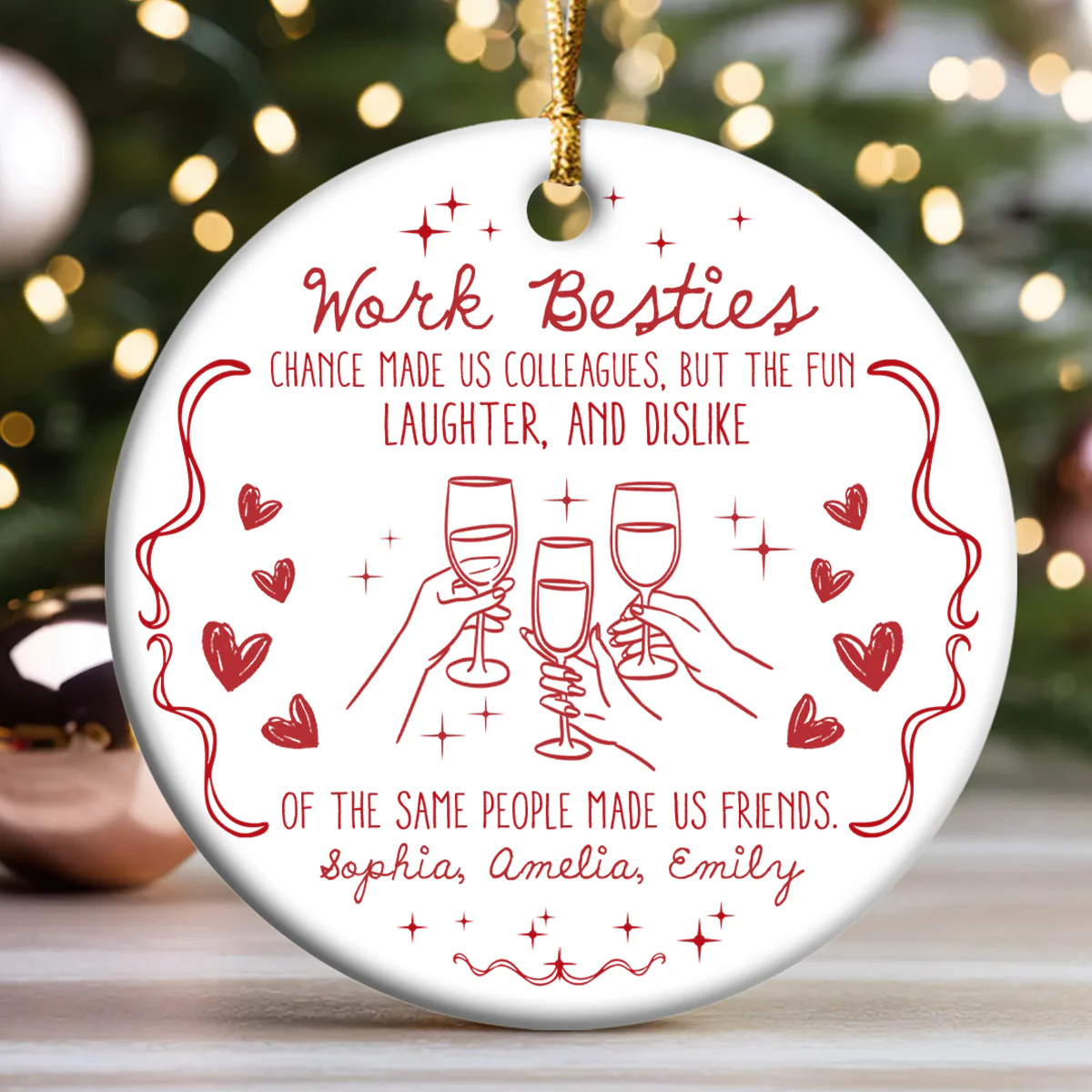 You Are The Reason I Don’t Punch People At Work - Personalized Round Shaped Ceramic Ornament - Image 3