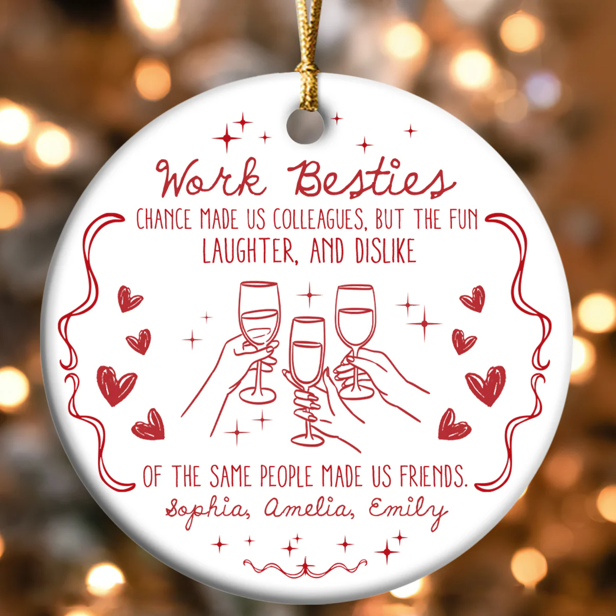 You Are The Reason I Don’t Punch People At Work - Personalized Round Shaped Ceramic Ornament - Image 4