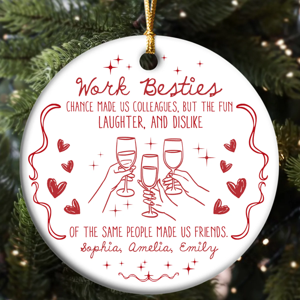You Are The Reason I Don’t Punch People At Work - Personalized Round Shaped Ceramic Ornament - Image 5