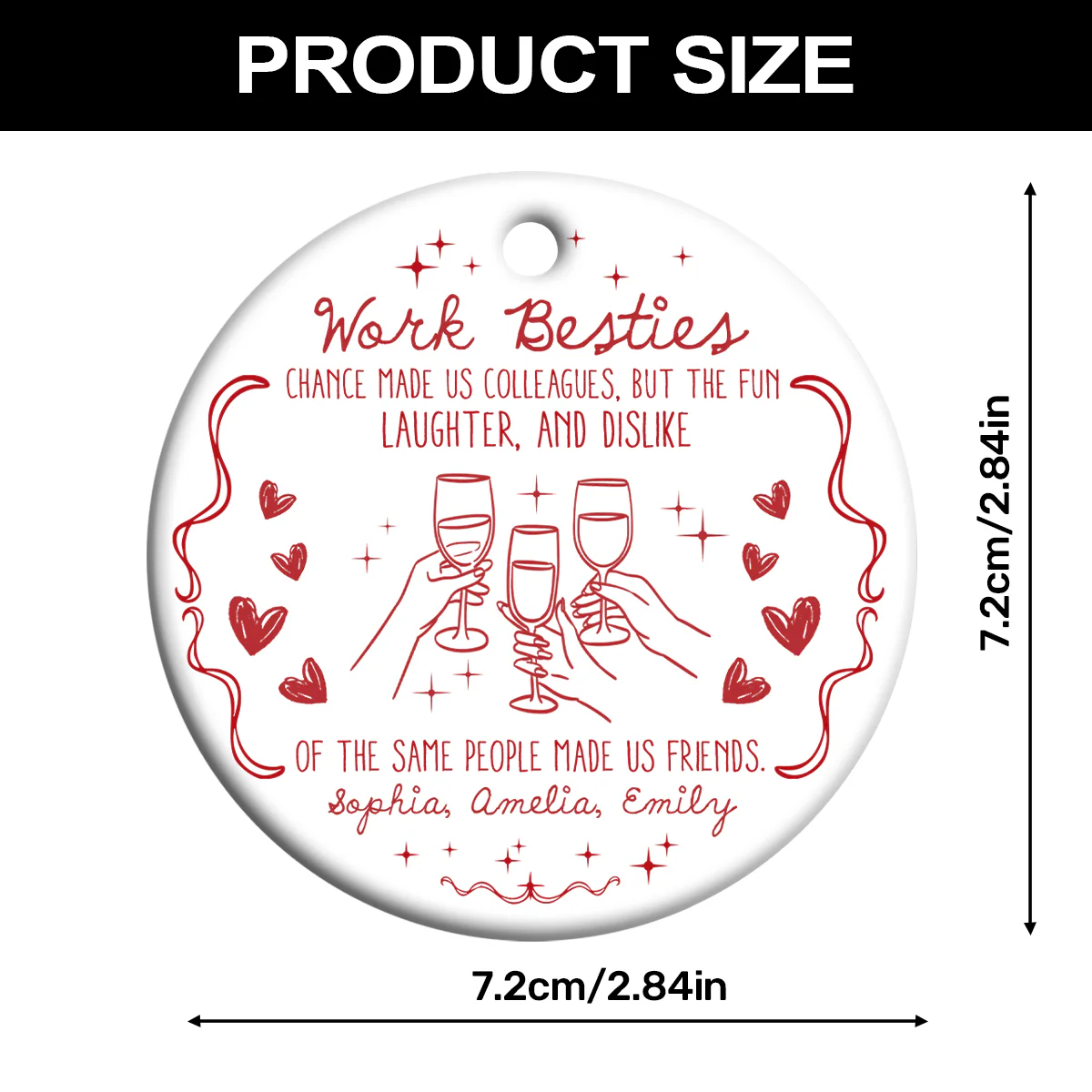 You Are The Reason I Don’t Punch People At Work - Personalized Round Shaped Ceramic Ornament - Image 7