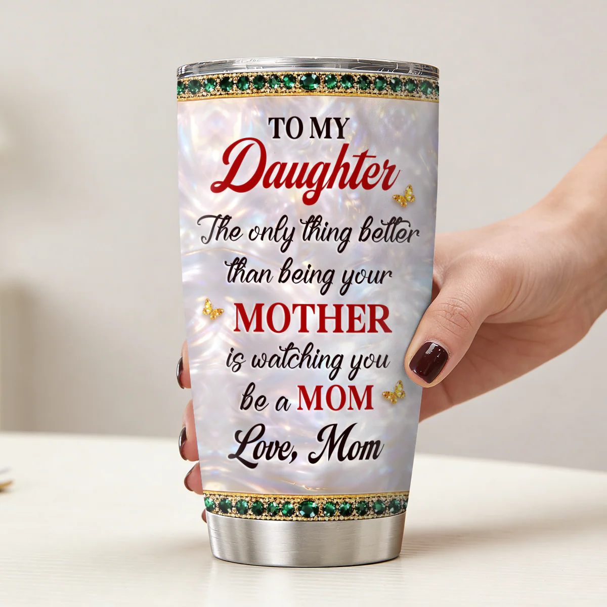 You Be a Mom Mother Daughter - Personalized Stainless Steel Tumbler - Image 2