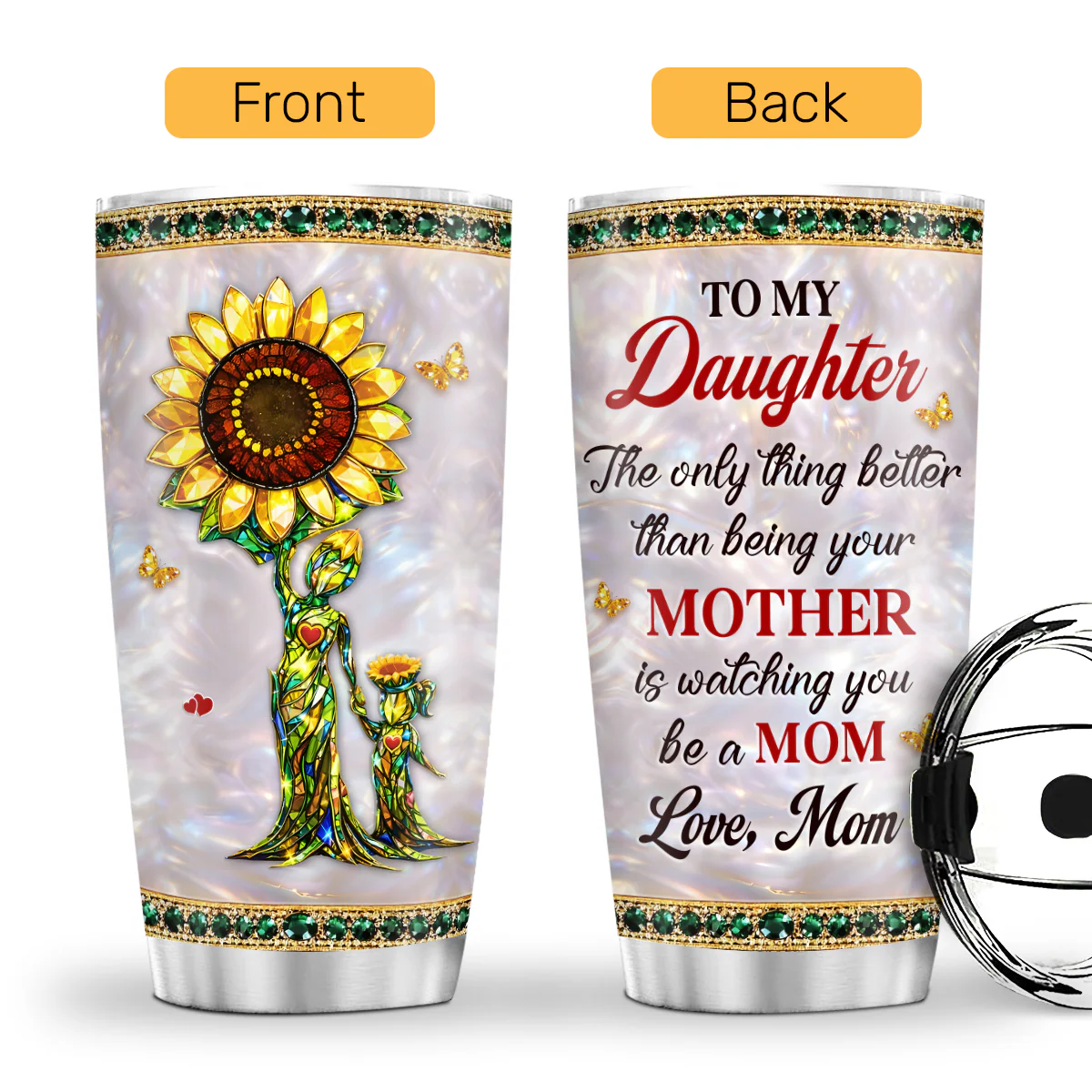 You Be a Mom Mother Daughter - Personalized Stainless Steel Tumbler - Image 3