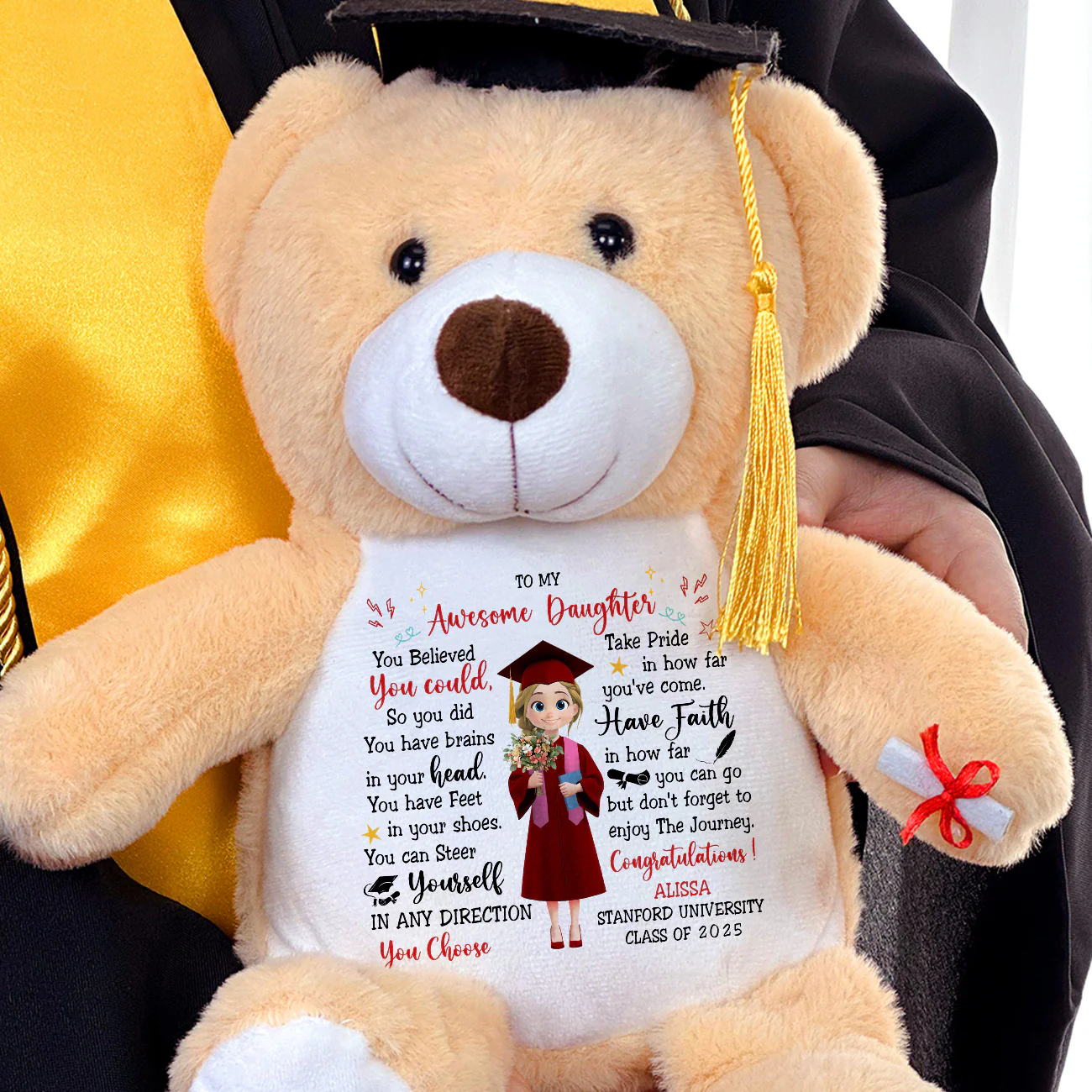 You Believed You Could So You Did - Personalized Graduation Teddy Bear - Image 2