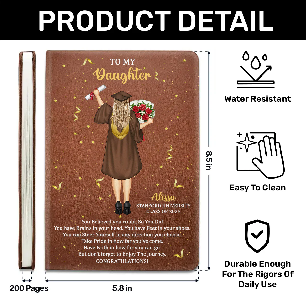 You Believed You Could So You Did - Personalized Leather Cover Notebook - Image 6