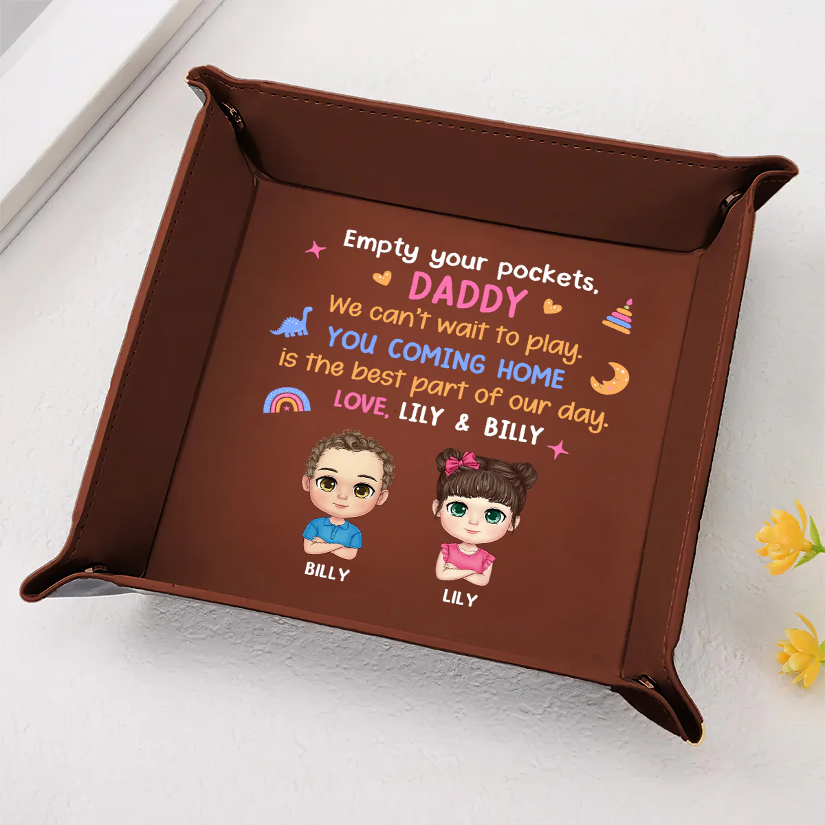 You Coming Home Is The Best Part Of The Day - Personalized Leather Valet Tray - Image 2