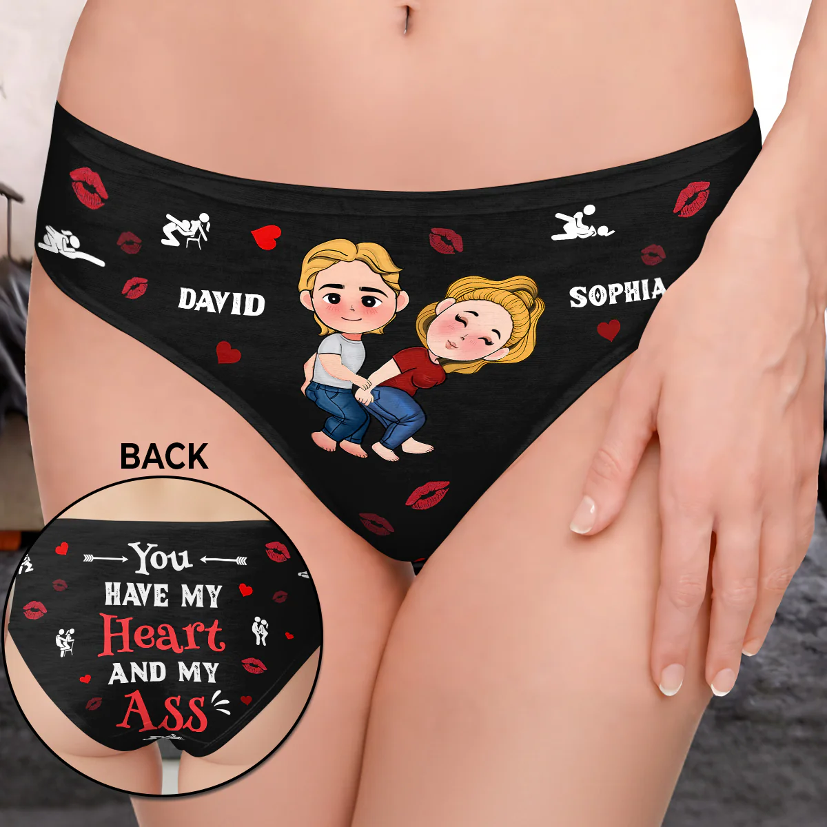 You Have My Heart And My Ass - Personalized Women's Low-waisted Brief