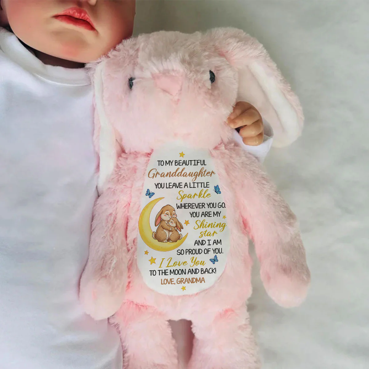 You Leave A Little Sparkle I Love You - Personalized Stuffed Bunny - Image 4