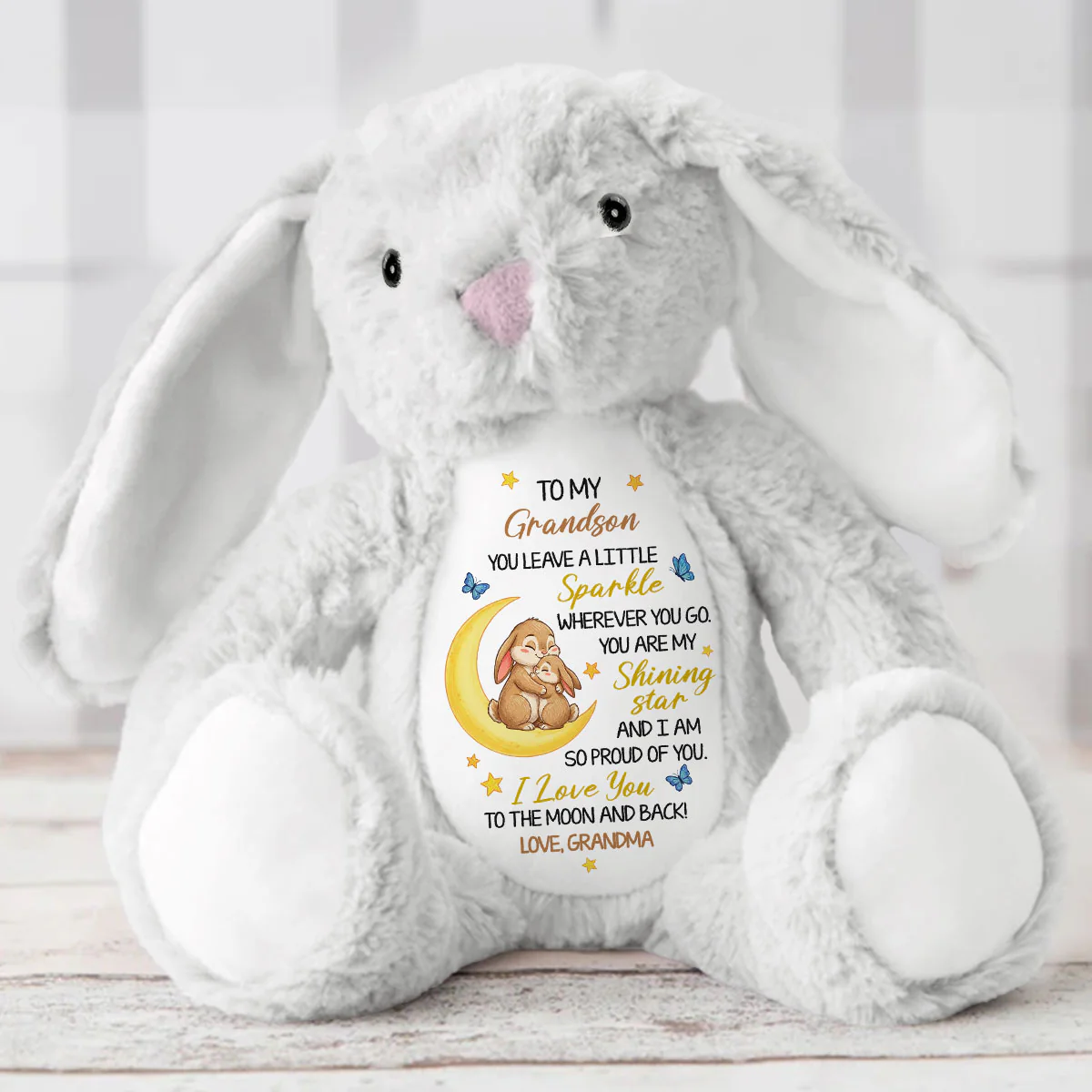 You Leave A Little Sparkle I Love You - Personalized Stuffed Bunny - Image 5