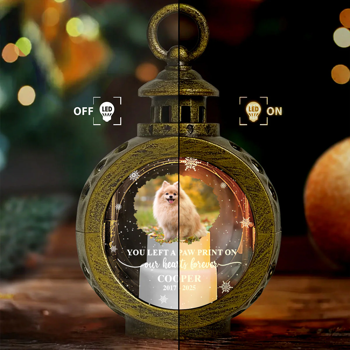 You Left A Paw Print On My Heart Forever - Personalized Lantern Night Light - Image 3