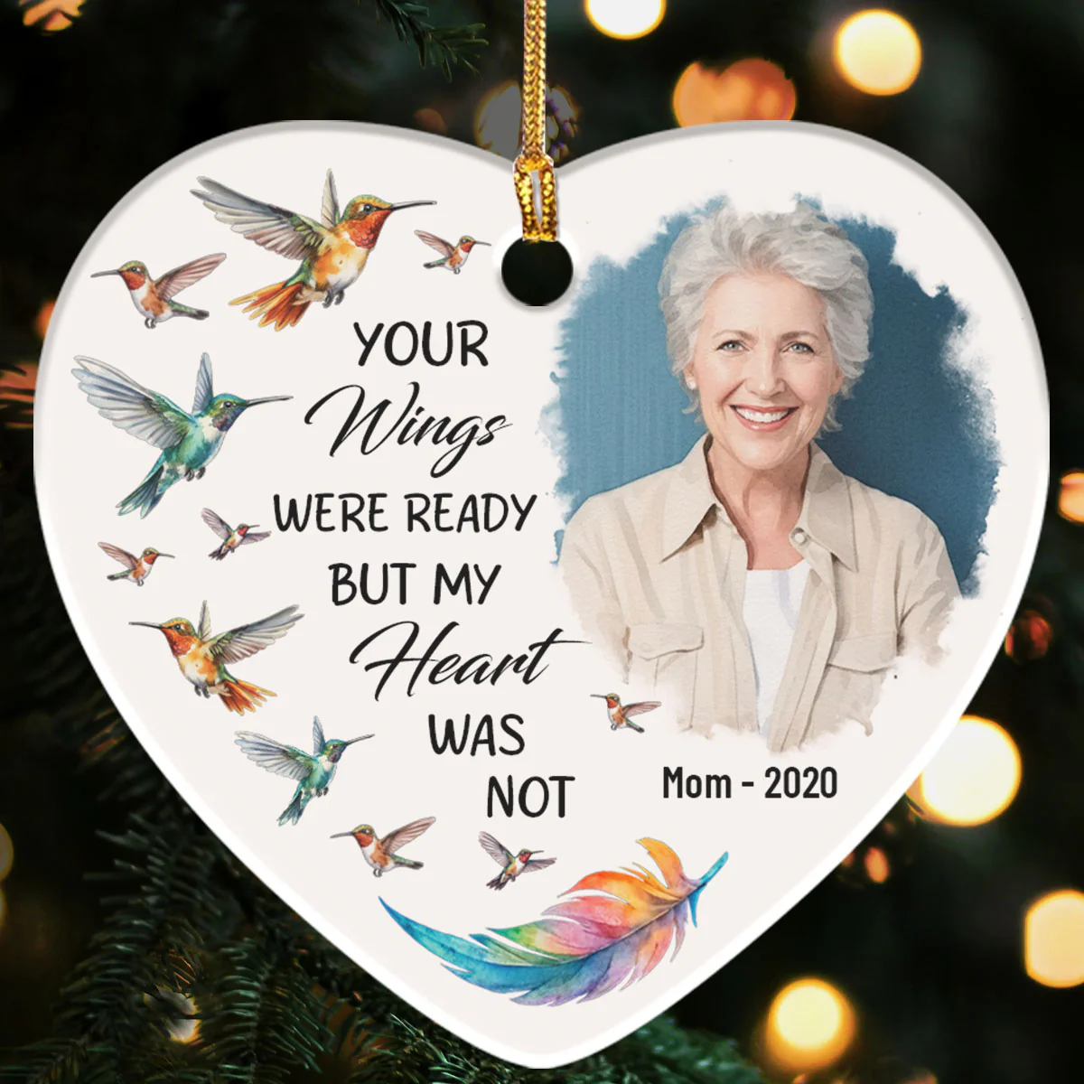 You Lives In Our Hearts And Minds Forever - Personalized Heart Shaped Ceramic Ornament