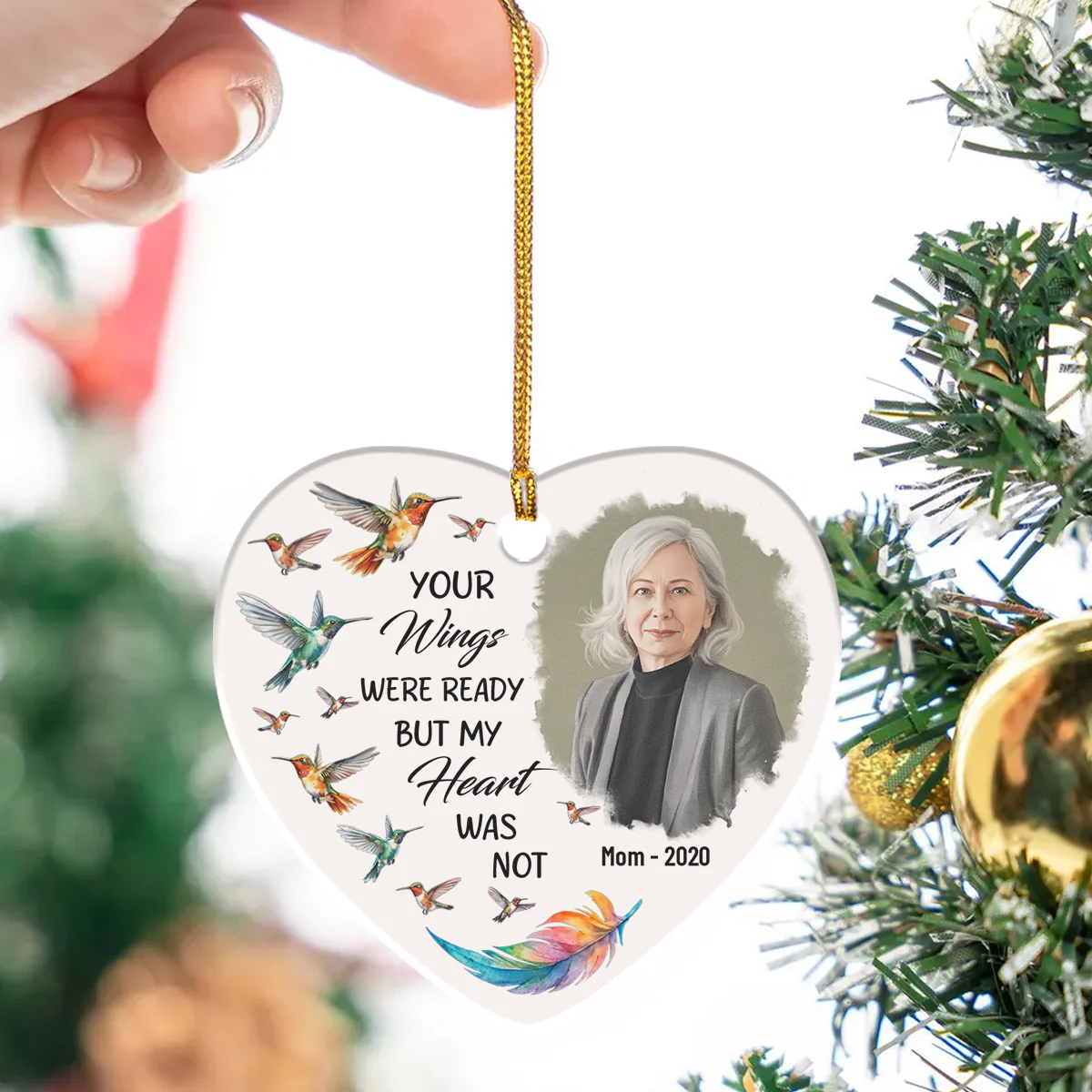 You Lives In Our Hearts And Minds Forever - Personalized Heart Shaped Ceramic Ornament - Image 2
