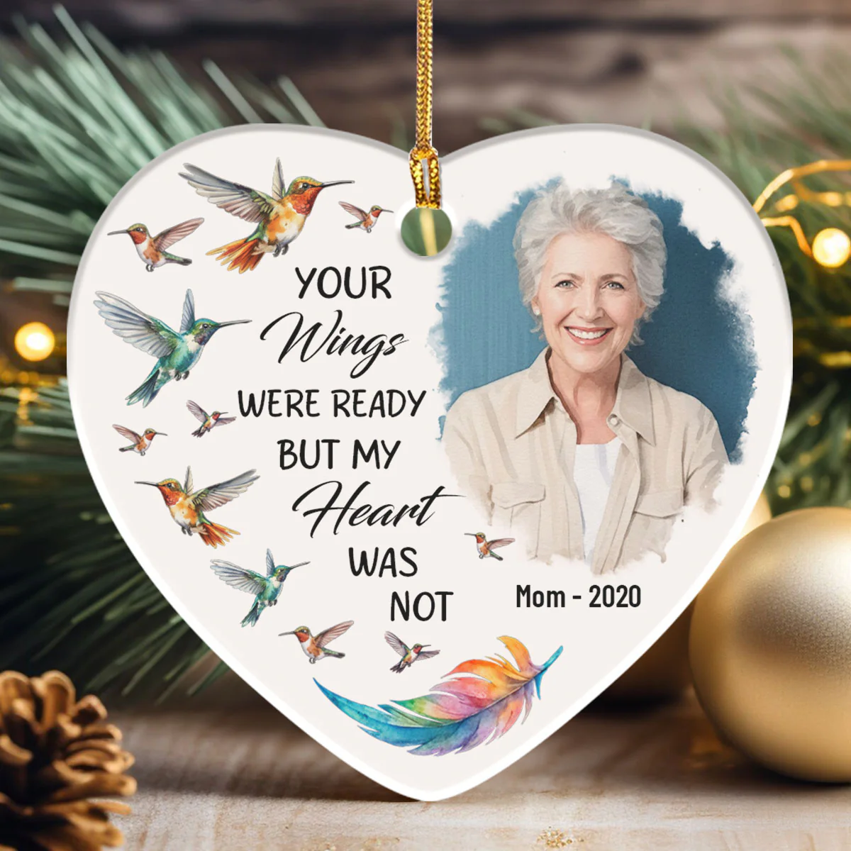 You Lives In Our Hearts And Minds Forever - Personalized Heart Shaped Ceramic Ornament - Image 3