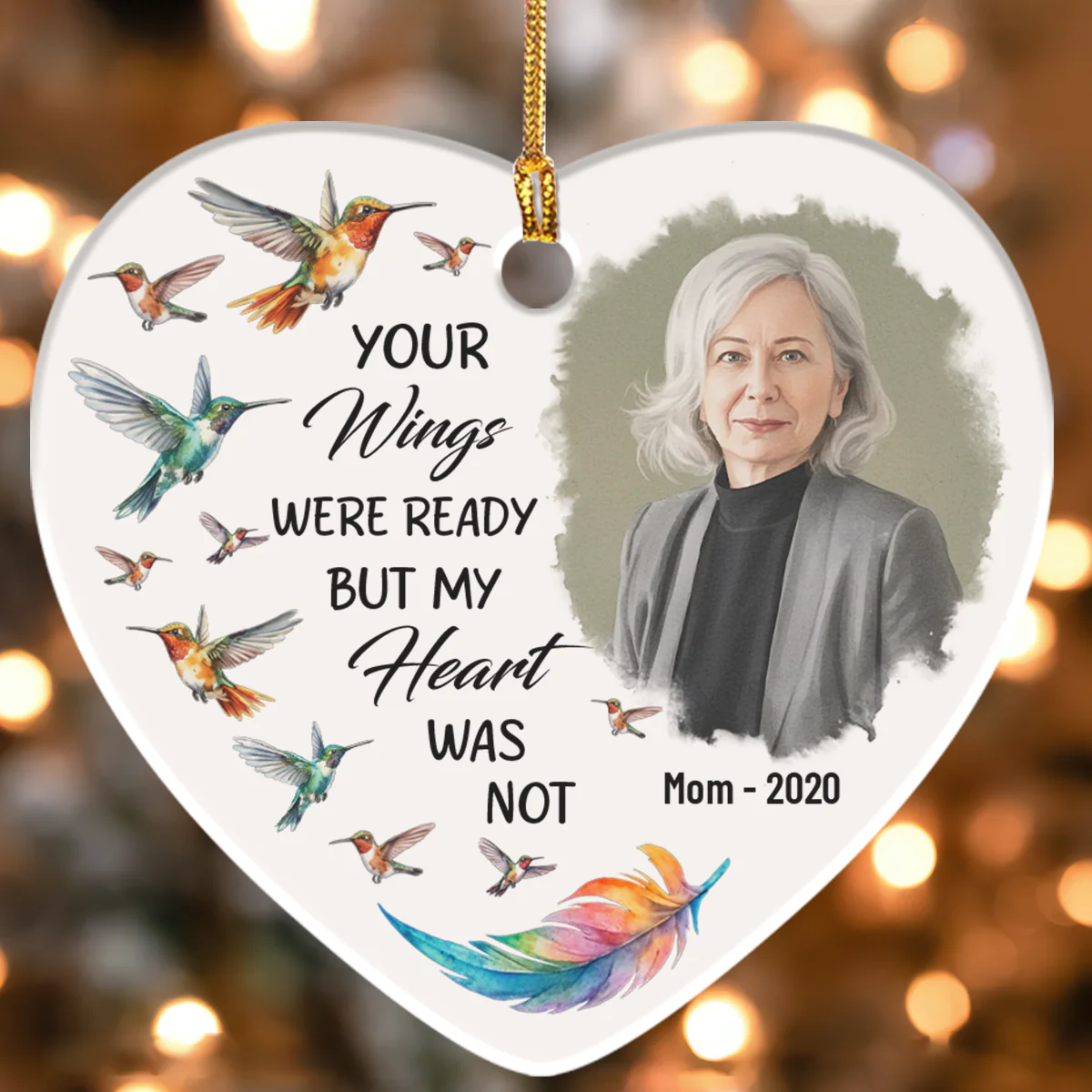 You Lives In Our Hearts And Minds Forever - Personalized Heart Shaped Ceramic Ornament - Image 4