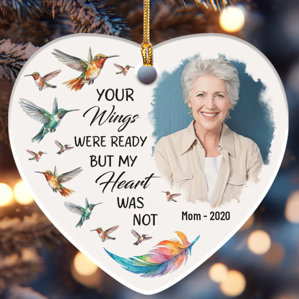 You Lives In Our Hearts And Minds Forever - Personalized Heart Shaped Ceramic Ornament - Image 5