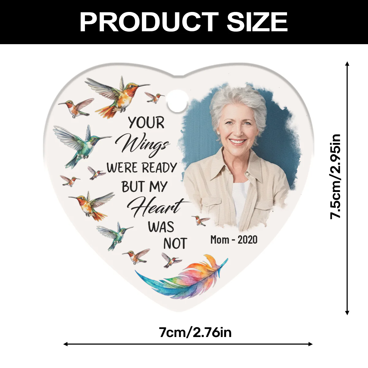 You Lives In Our Hearts And Minds Forever - Personalized Heart Shaped Ceramic Ornament - Image 6