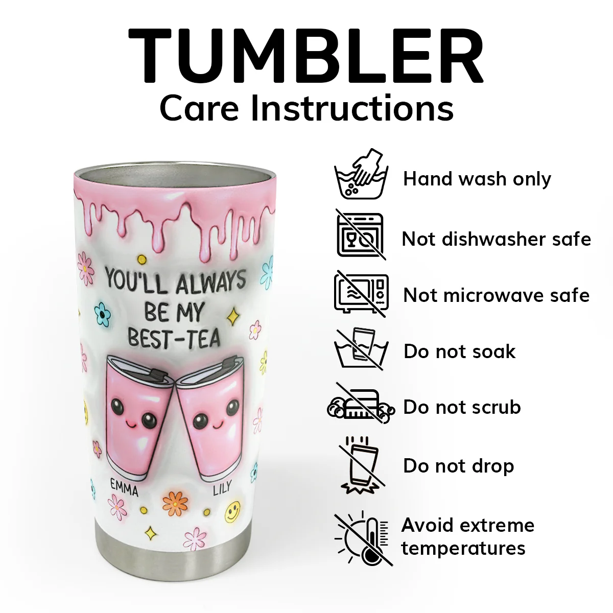 You'll Always Be My Best-Tea - Personalized Stainless Steel Tumbler - Image 5
