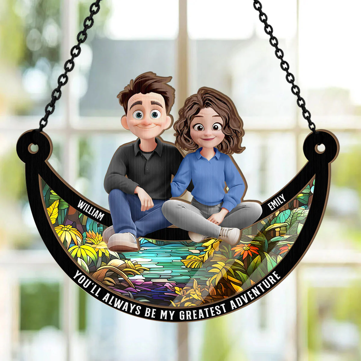 You'll Always Be My Greatest Adventure - Personalized Window Hanging Suncatcher - Image 2