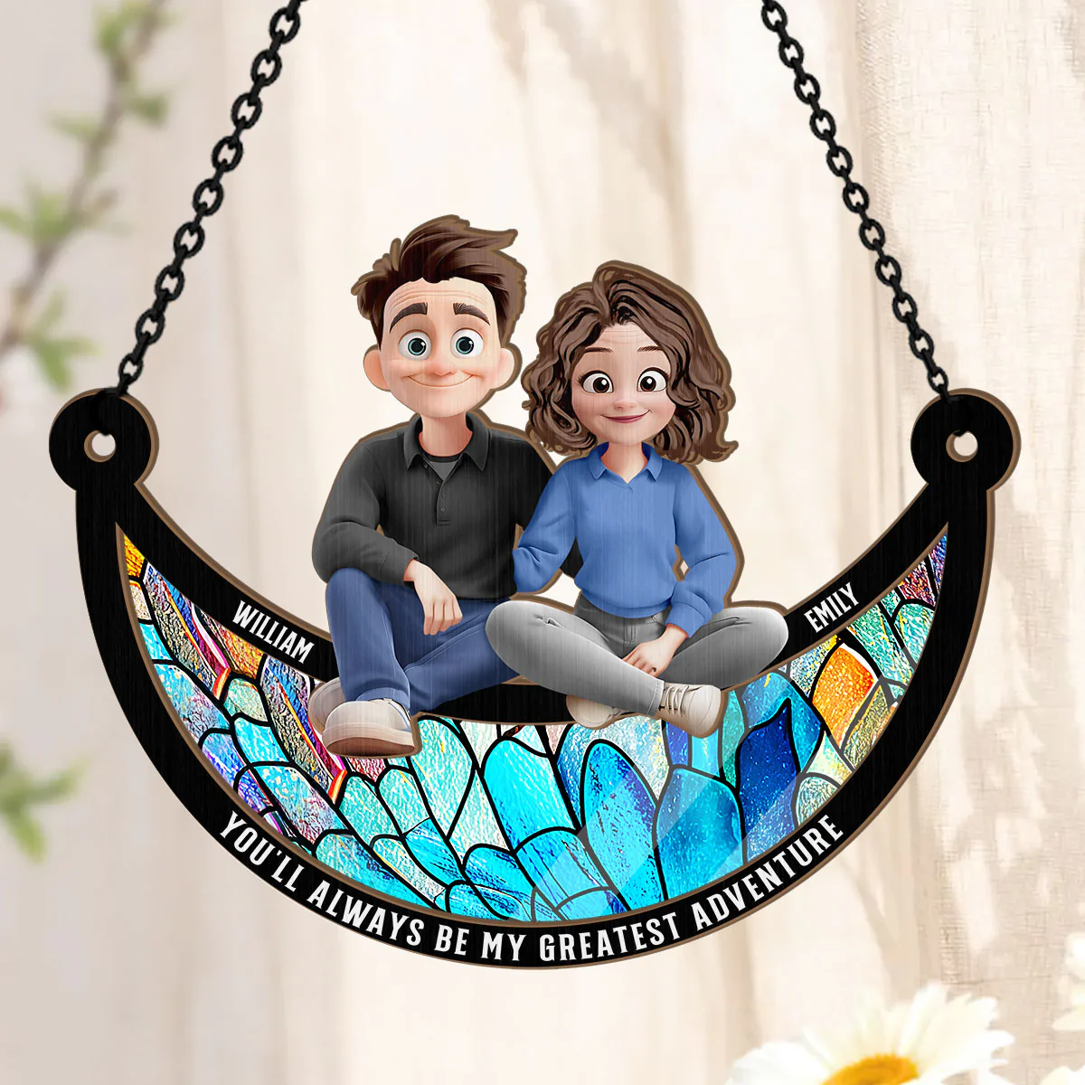 You'll Always Be My Greatest Adventure - Personalized Window Hanging Suncatcher - Image 3