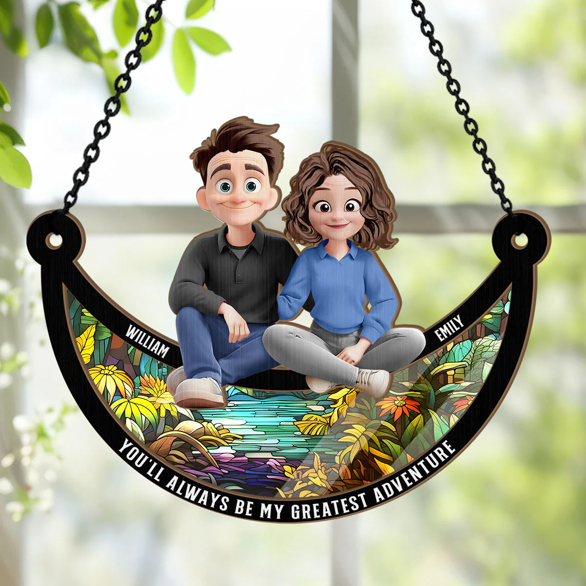 You'll Always Be My Greatest Adventure - Personalized Window Hanging Suncatcher - Image 4