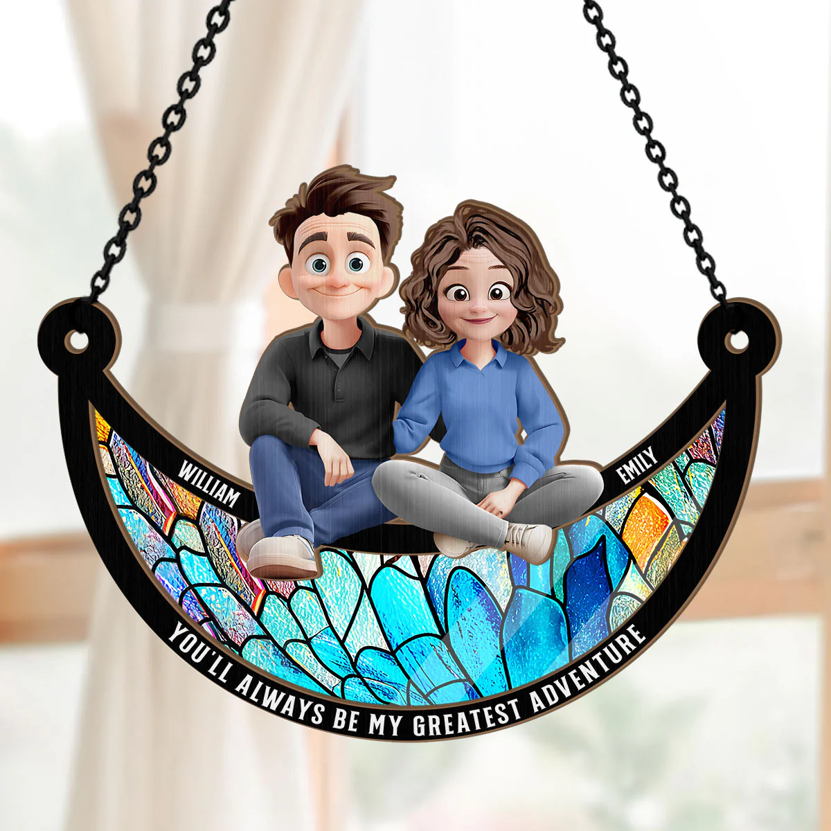 You'll Always Be My Greatest Adventure - Personalized Window Hanging Suncatcher - Image 5