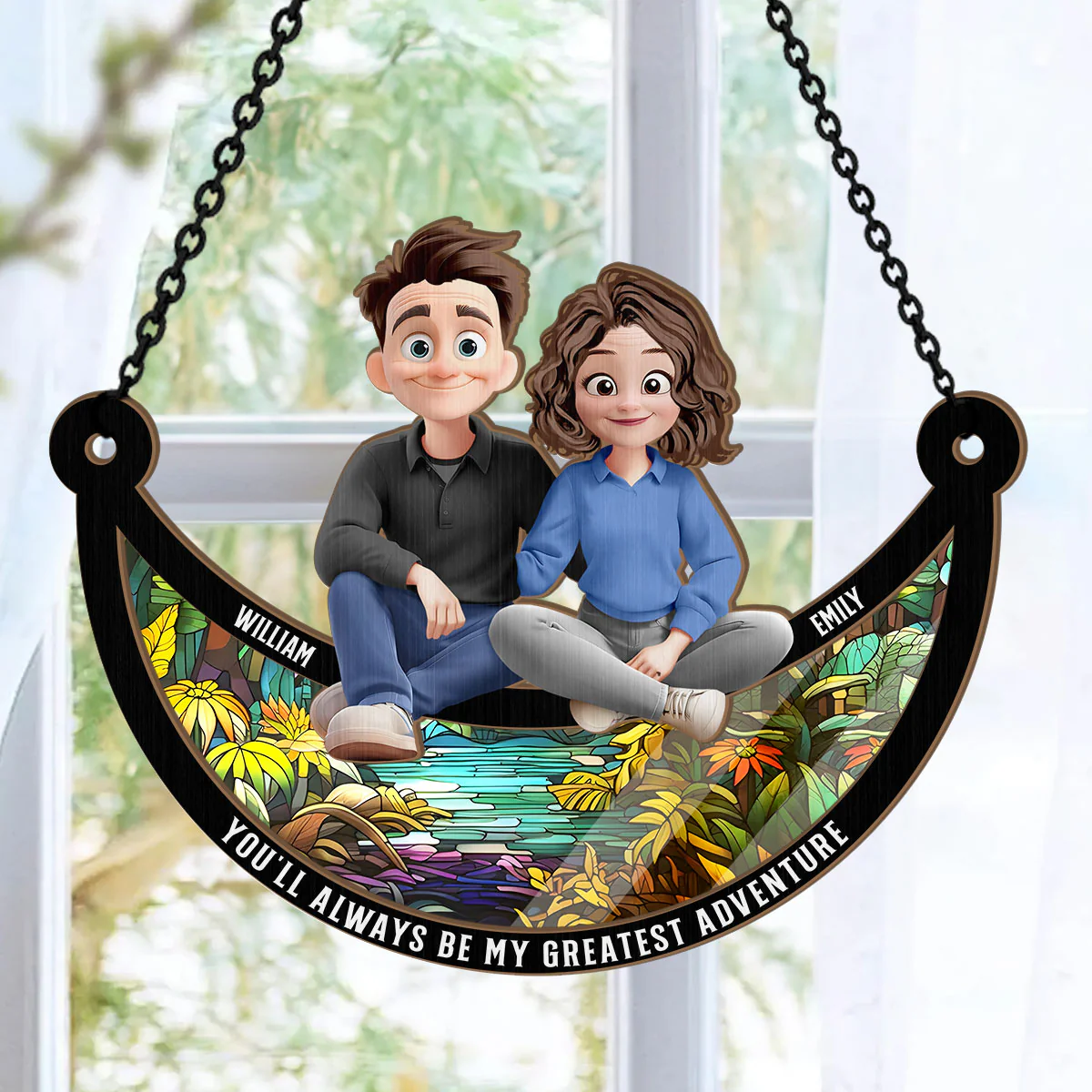 You'll Always Be My Greatest Adventure - Personalized Window Hanging Suncatcher - Image 6