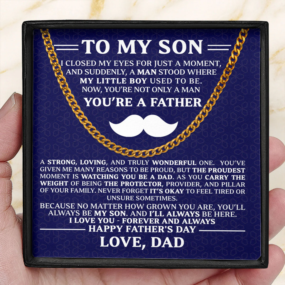 You'll Always Be My Son - Personalized Men's Cuban Link Chain - Image 4