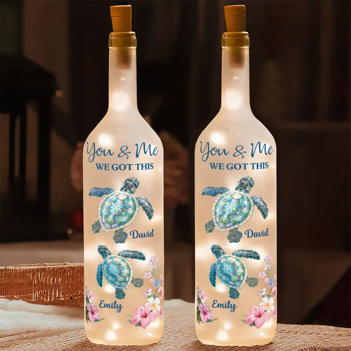 You, Me, And The Endless Blue - Personalized Bottle Lamp - Image 2