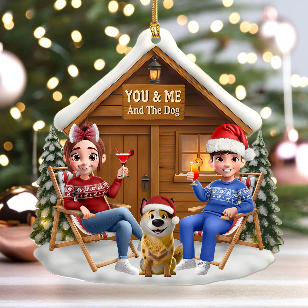 You & Me And The Fur Babies - Personalized 1-Layer Acrylic Ornament - Image 4