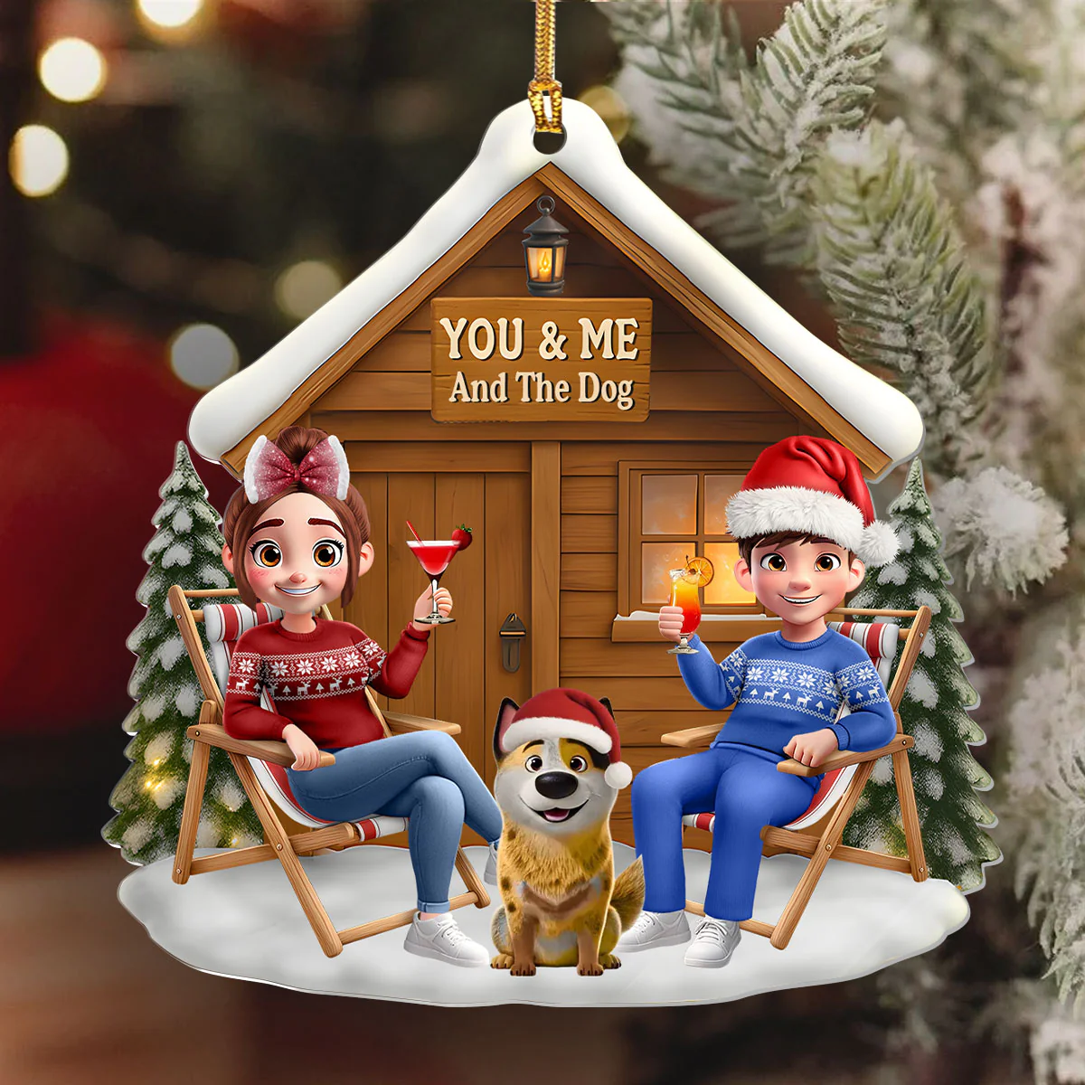 You & Me And The Fur Babies - Personalized 1-Layer Acrylic Ornament - Image 6