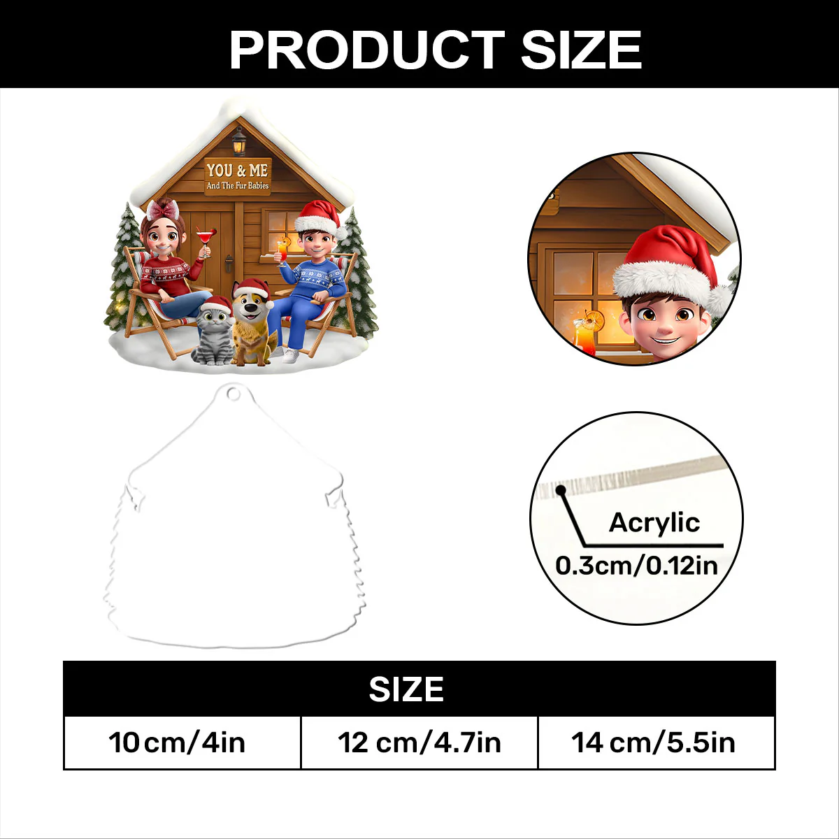 You & Me And The Fur Babies - Personalized 1-Layer Acrylic Ornament - Image 7