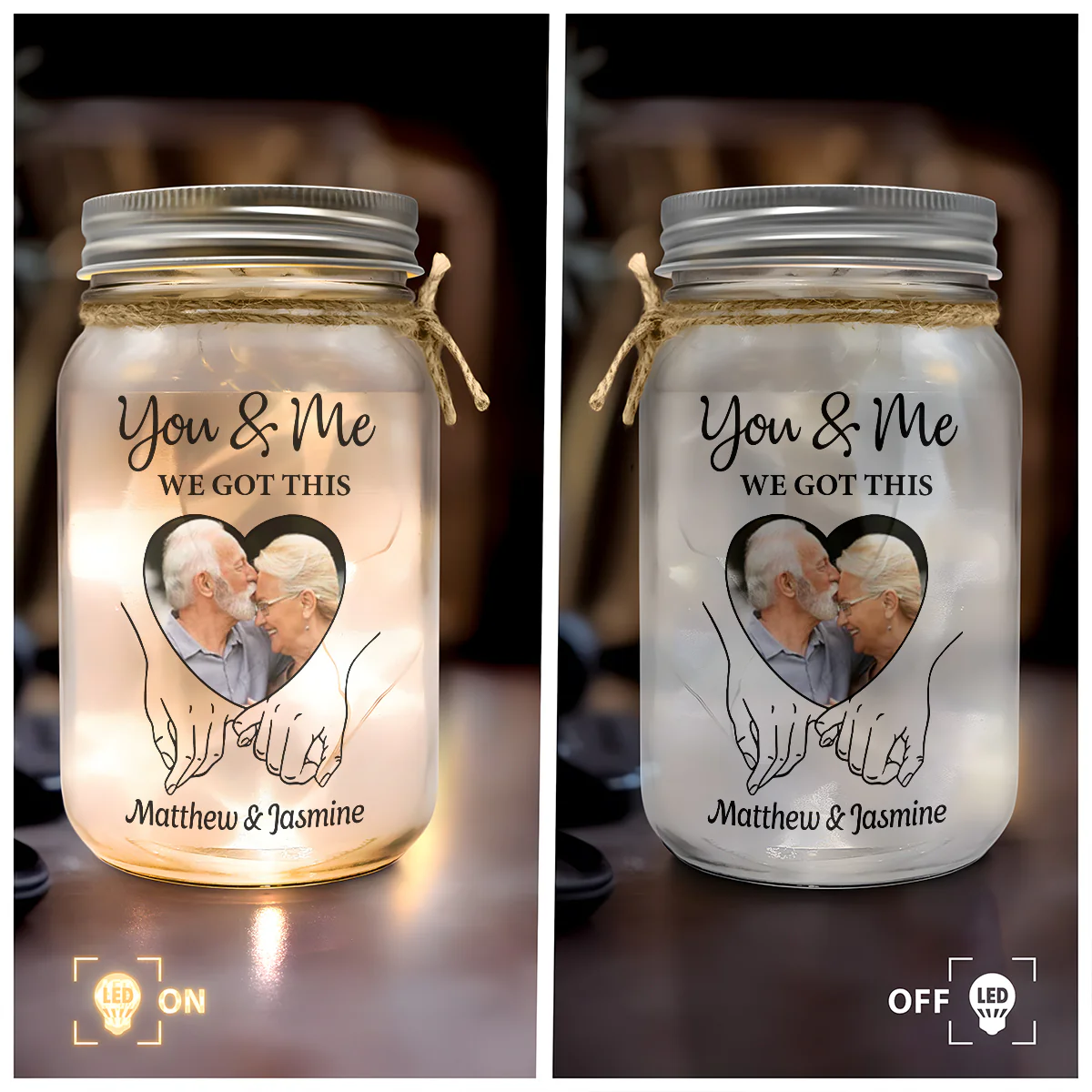 You & Me We Got This - Personalized Mason Jar Light - Image 4